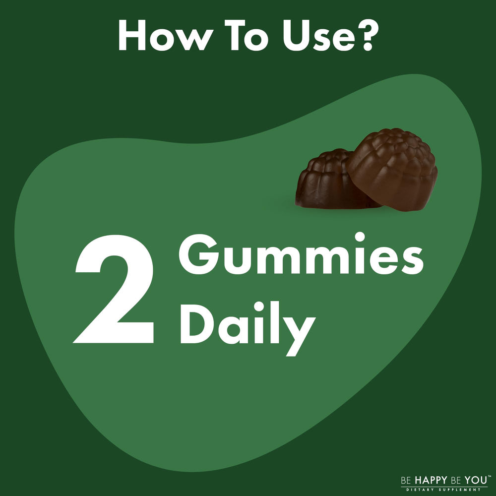 Be Happy Be You vegan pectin-based gummies emphasizing clean ingredients.