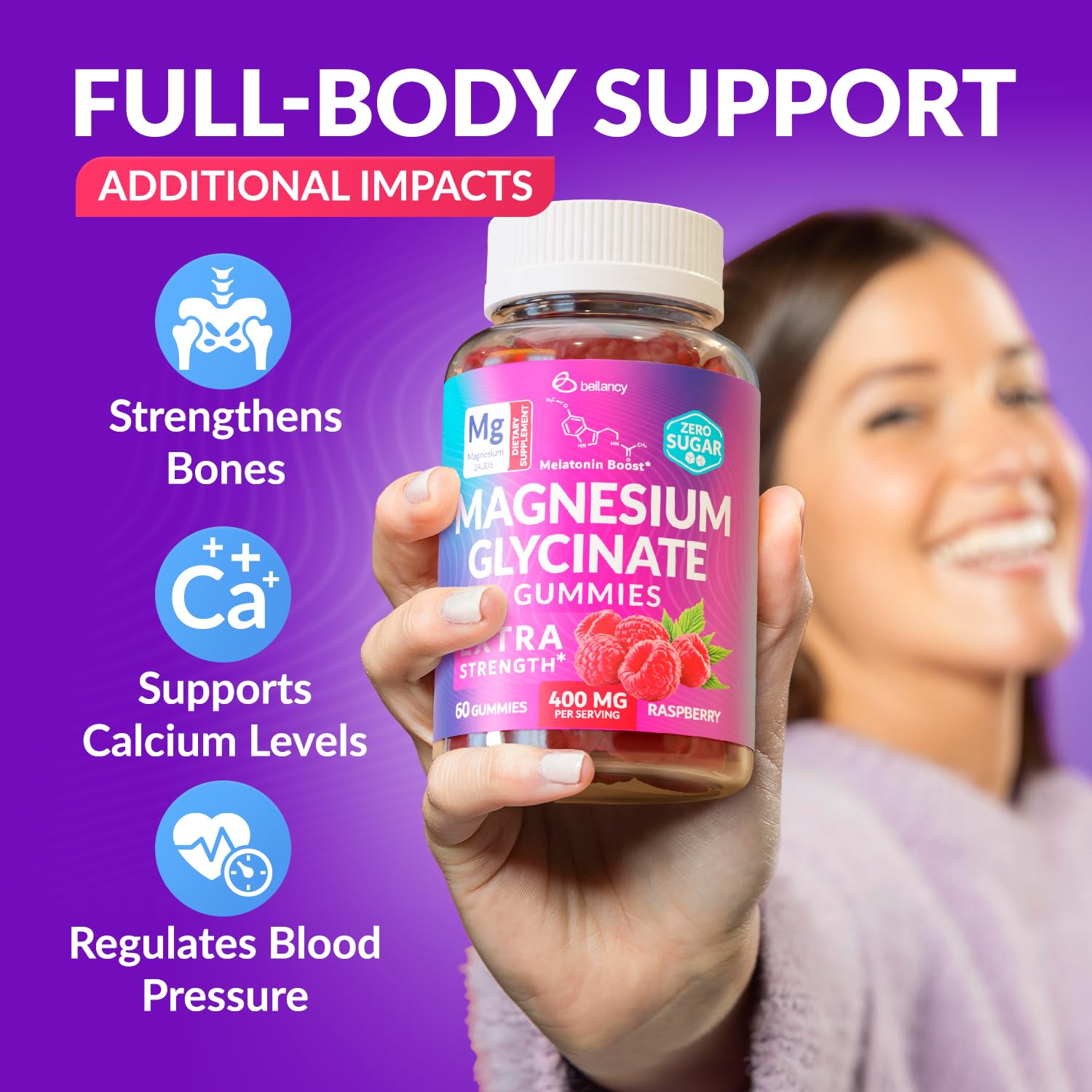 Two-month supply bottle emphasizes value and routine.