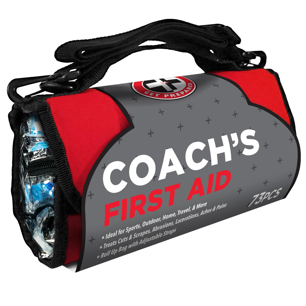 Be Smart Get Prepared coach kit in rollout bag for quick sideline first-aid access.