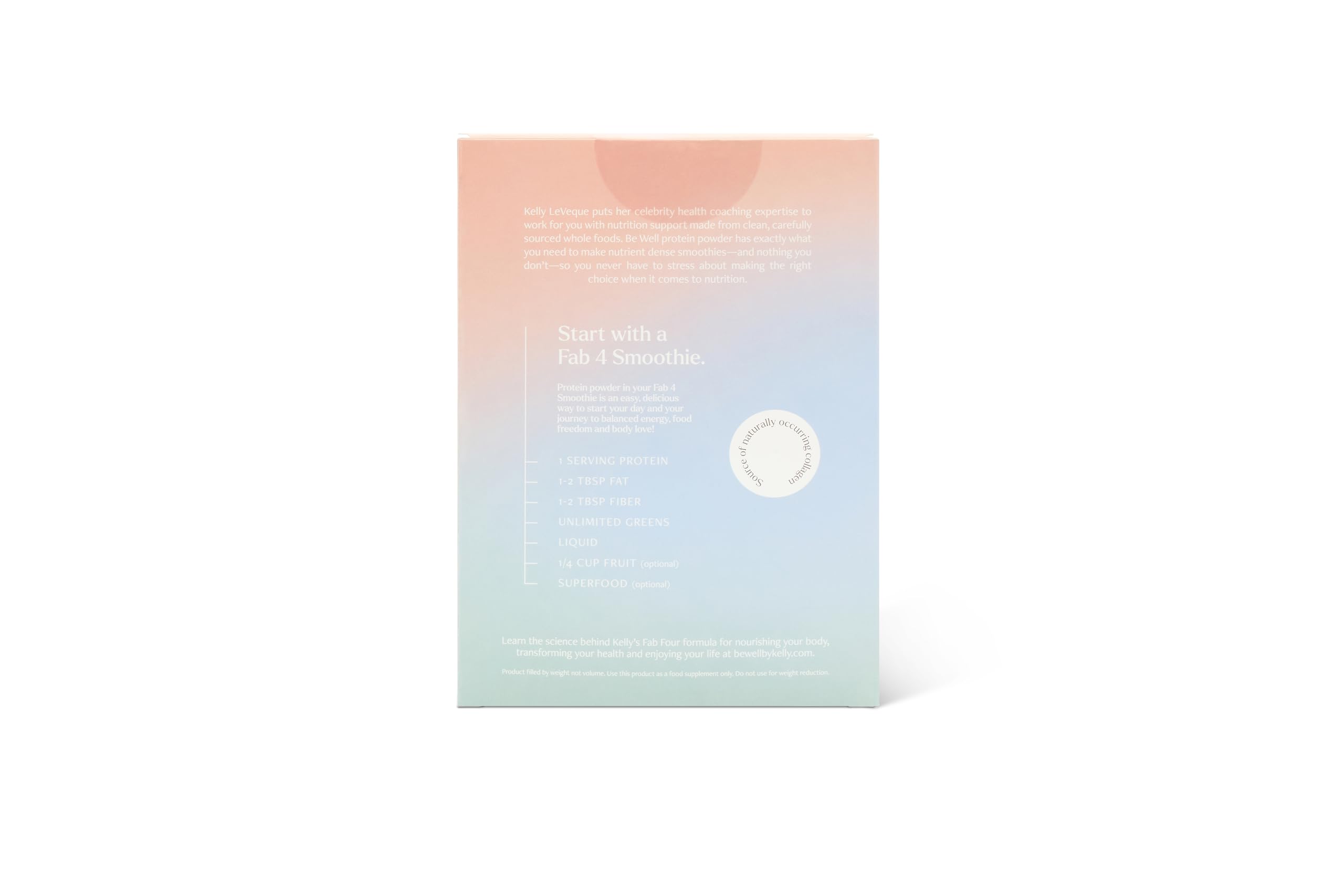 Be Well by Kelly chocolate beef protein sachet for keto-friendly smoothies.