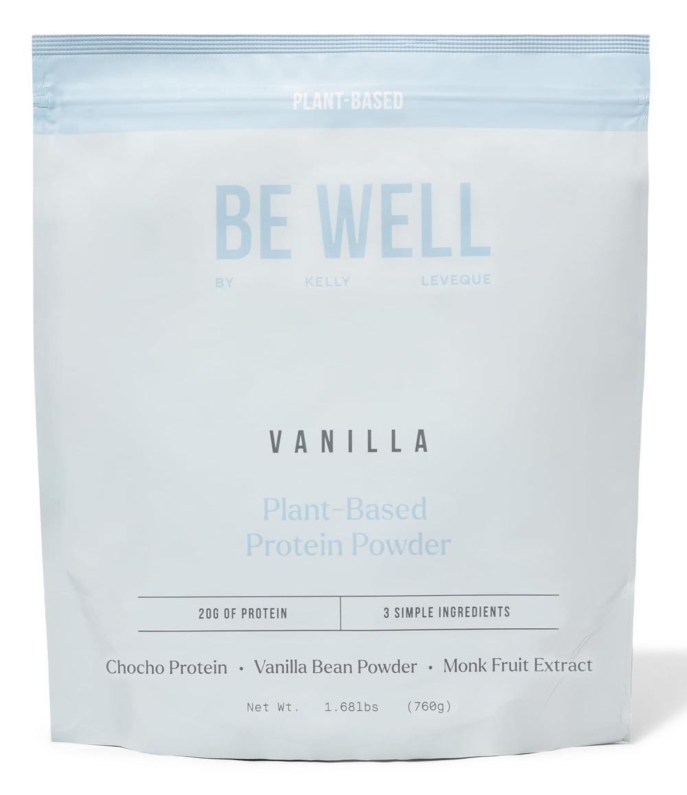 Be Well by Kelly Vanilla Plant-Based Protein Powder bottle for post-workout routine