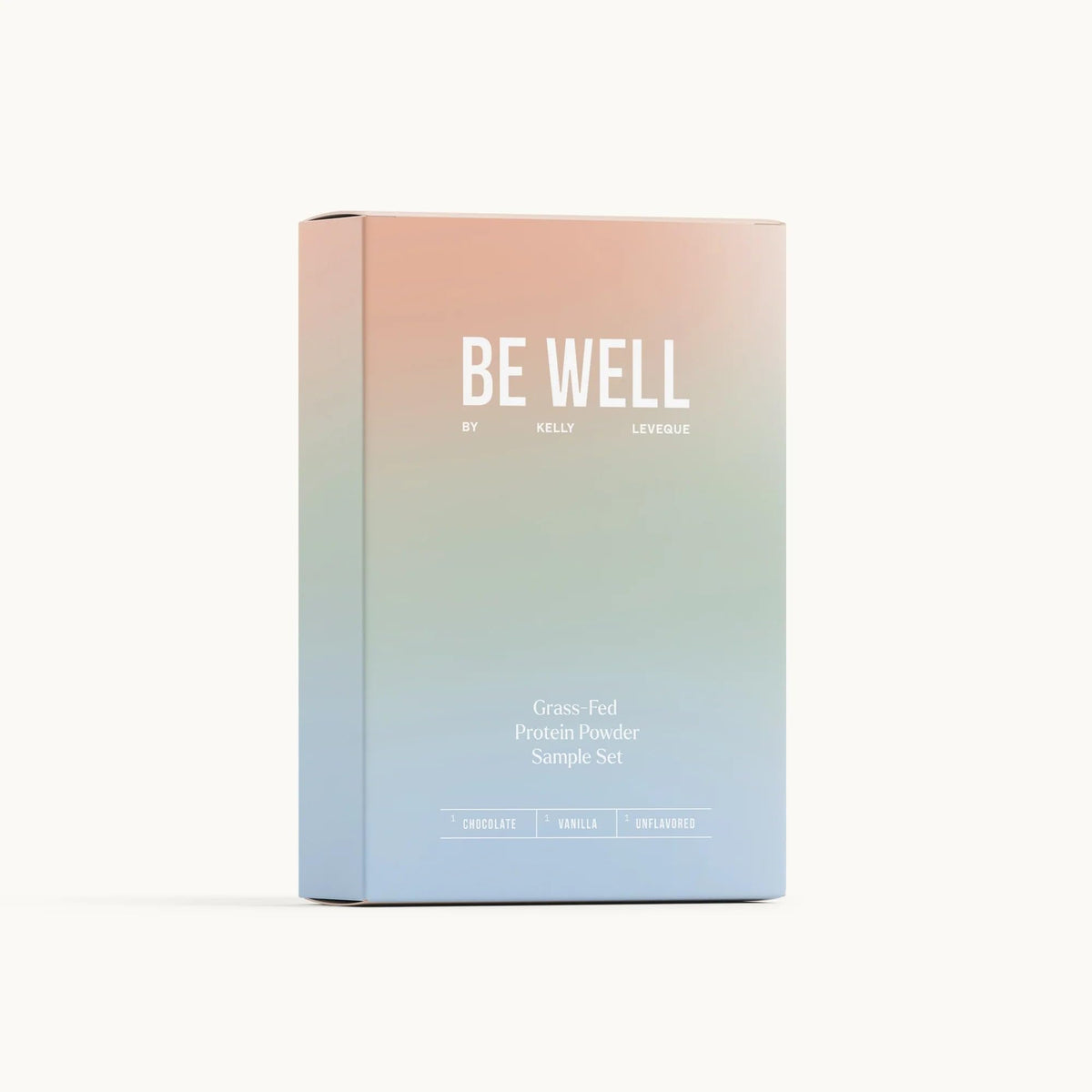Be Well by Kelly vanilla beef protein sachet for low-carb shakes.