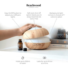 Beachwood Essentials diffuser in dark wood cherry for a warm, elegant look