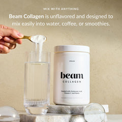 Beam Collagen Biotin enrichment close-up suggests stronger hair and nails.