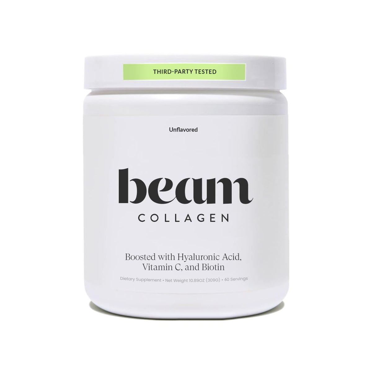 Beam Collagen Powder bottle supports daily beauty for skin, hair, and nails.