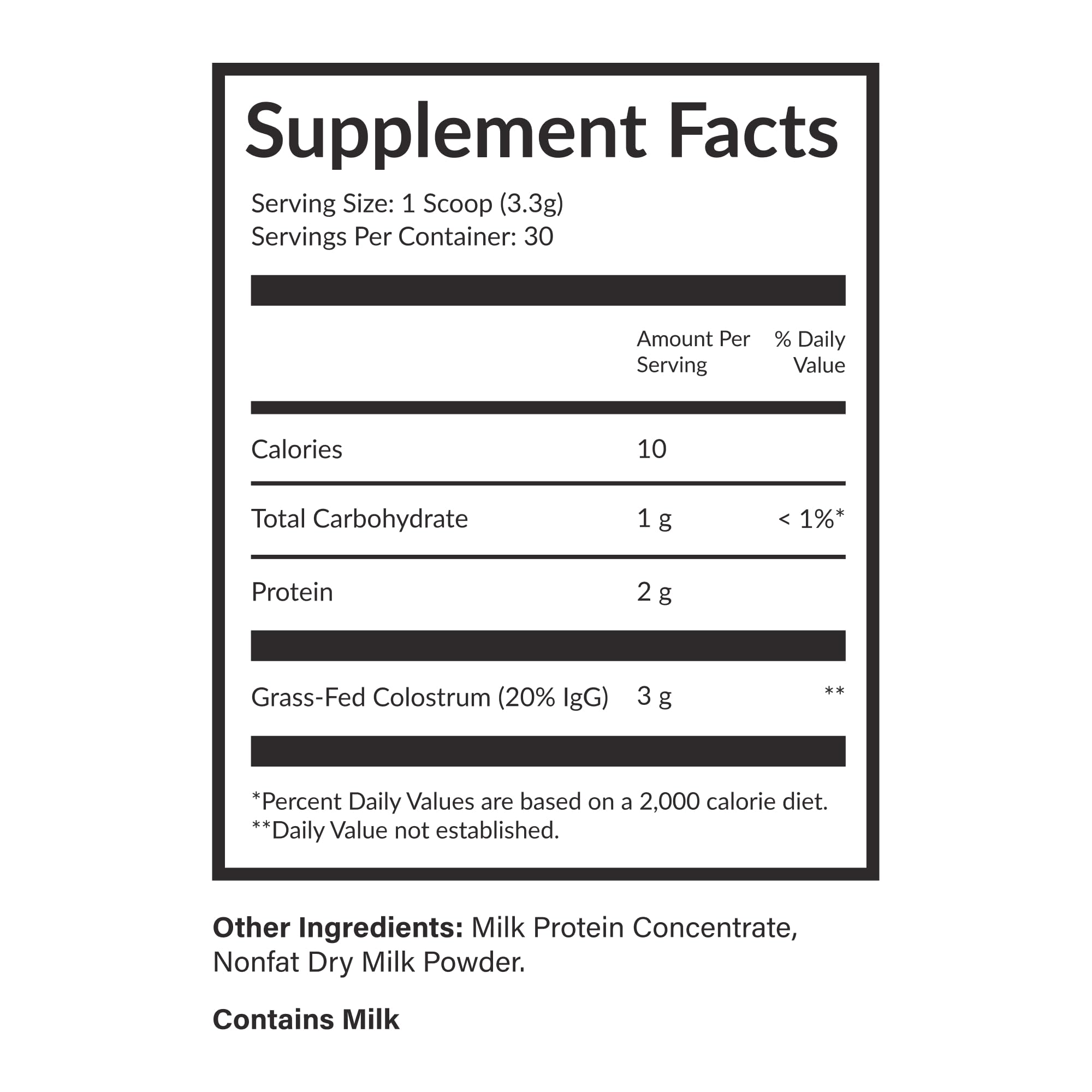 A close view of the Beam Colostrum Powder label with a third-party testing badge.