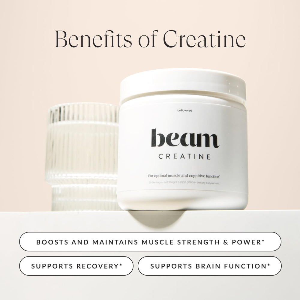 Beam Creatine Powder Raspberry Lemon flavor blends easily in water
