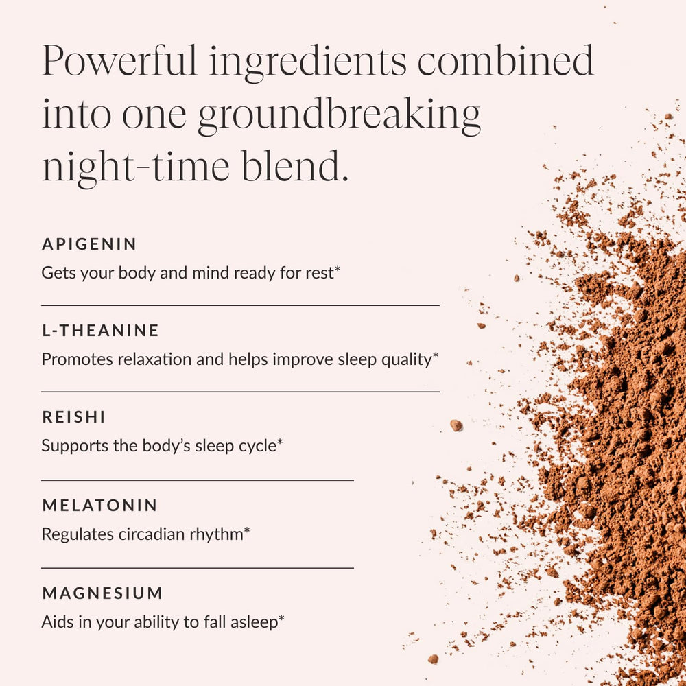 Beam Dream Sleep Powder packaging and label highlighting vegan and non-GMO.