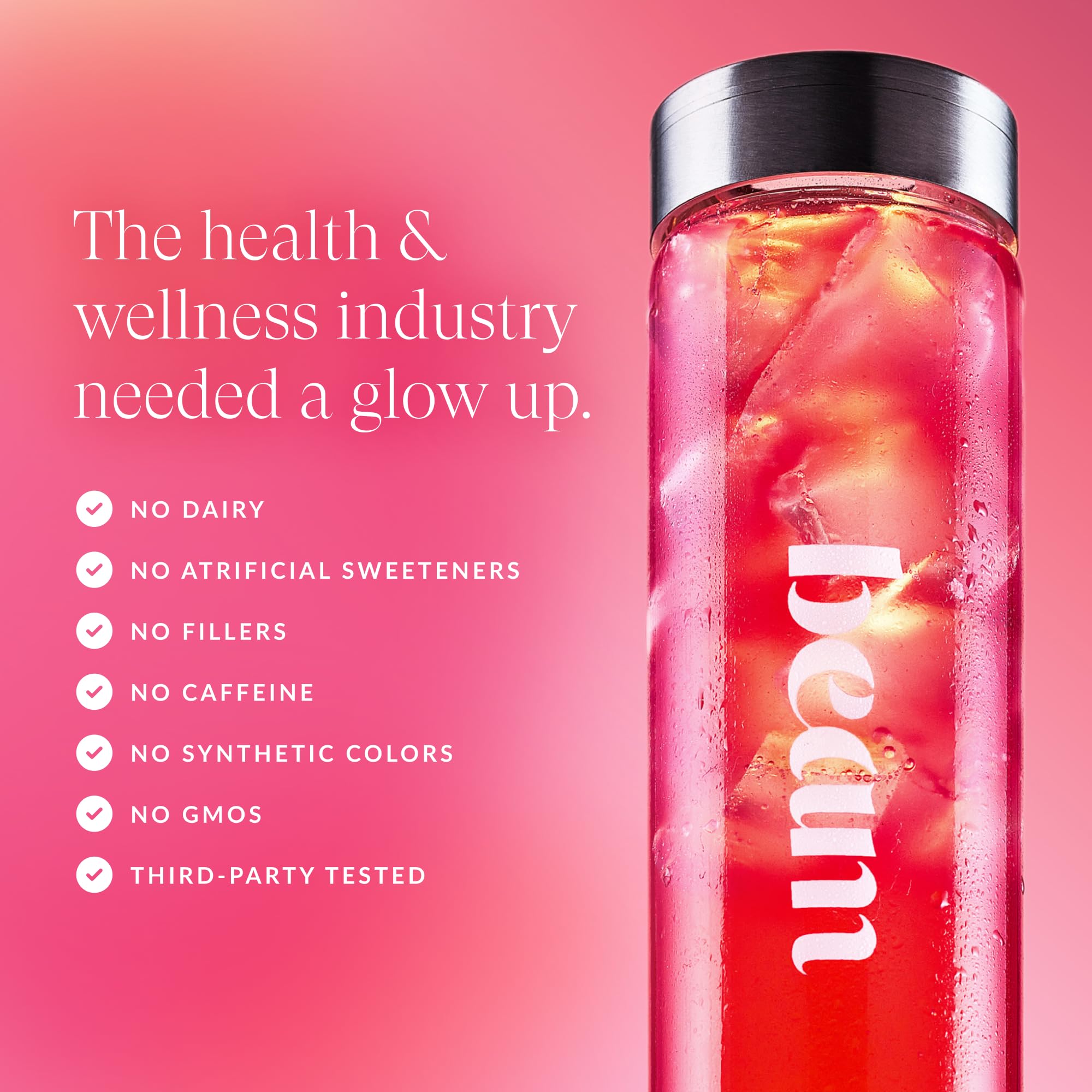 Beam Glow dissolving in water provides caffeine-free energy and hydration.