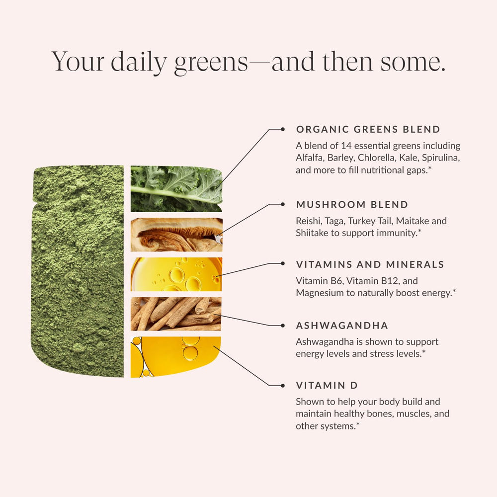 Beam Greens Powder dissolving in water creates a fast, refreshing greens drink.