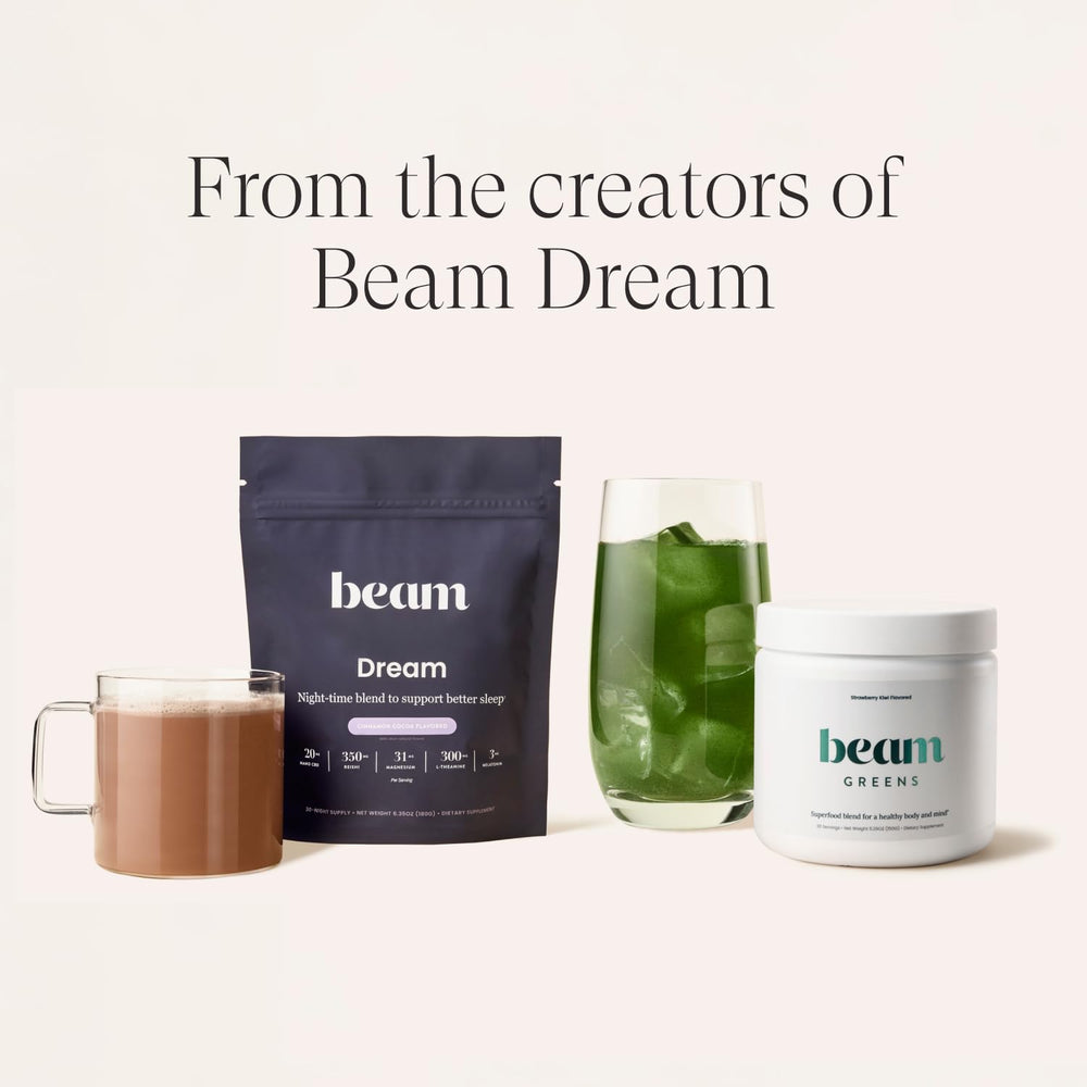 Beam Greens eco-packaging signals sustainable choice for daily detox support.