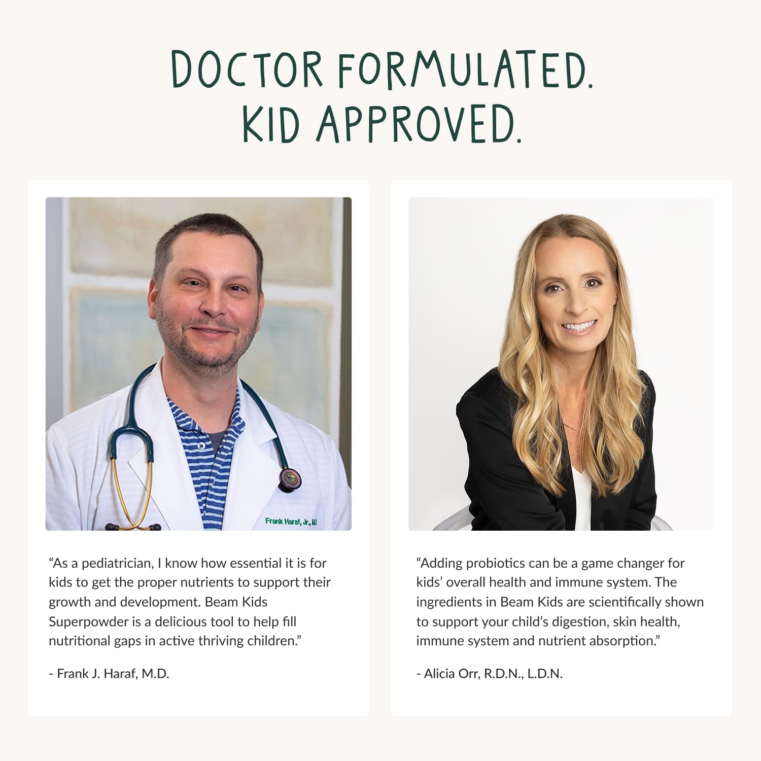 Beam Kids No artificial additives label emphasizes clean nutrition.