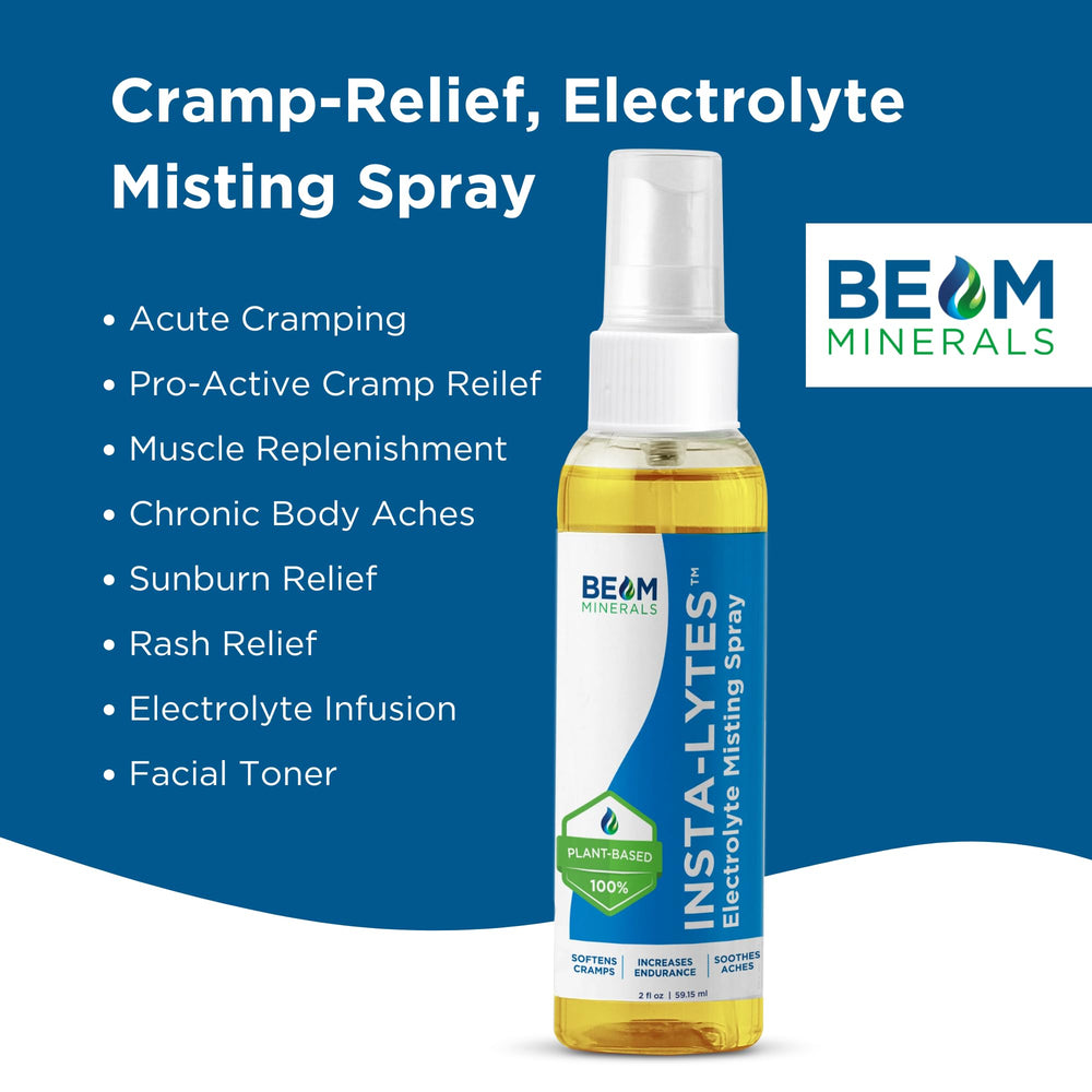 BEAM MINERALS Insta-Lytes spray for targeted electrolyte delivery on the move.
