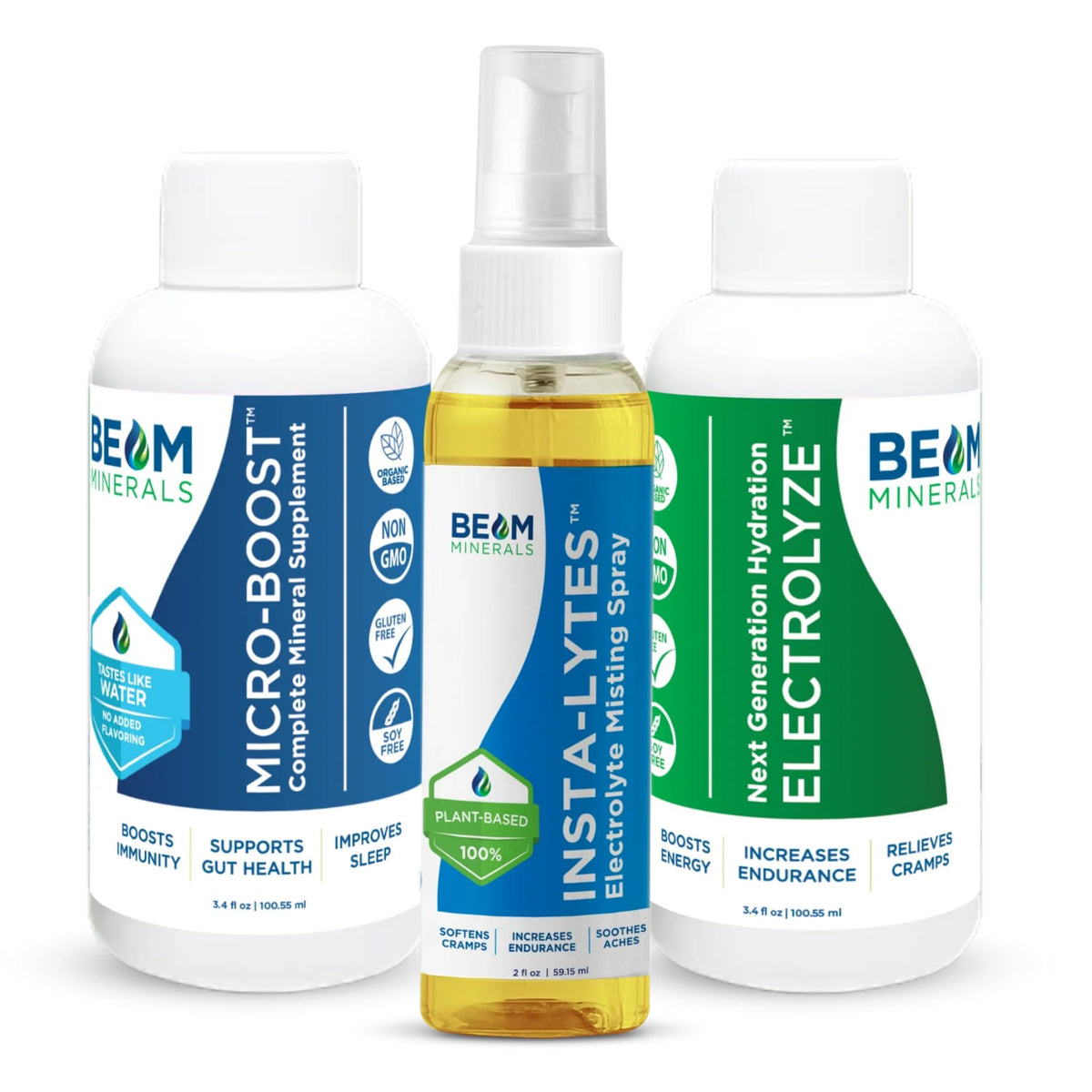 BEAM MINERALS Travel Pack front bottle for on-the-go hydration and micronutrient support.