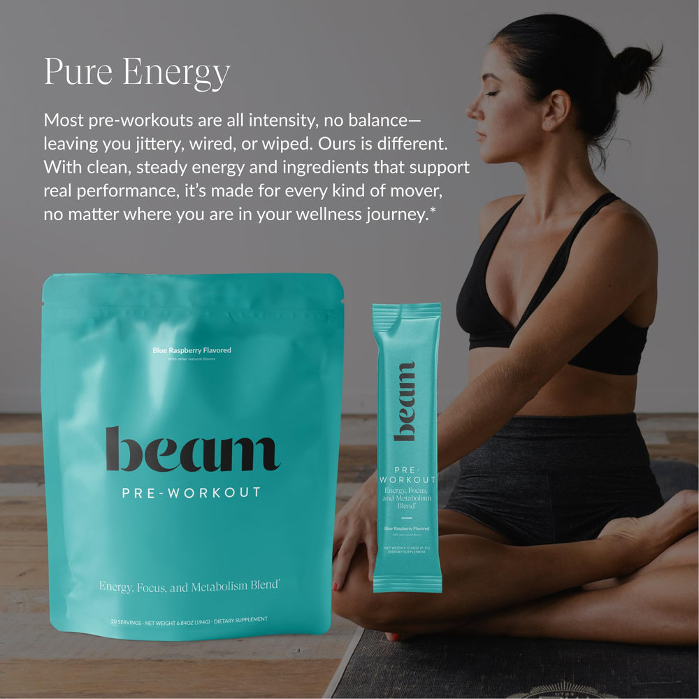 Beam Pre Workout nutrition label detailing electrolytes for hydration and muscle support