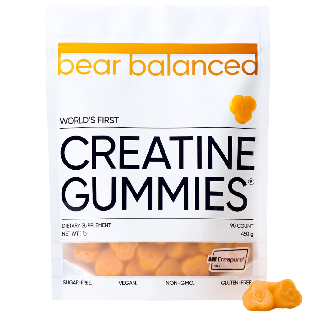 Bear Balanced Creatine Gummies bottle showing convenient daily use for energy support.