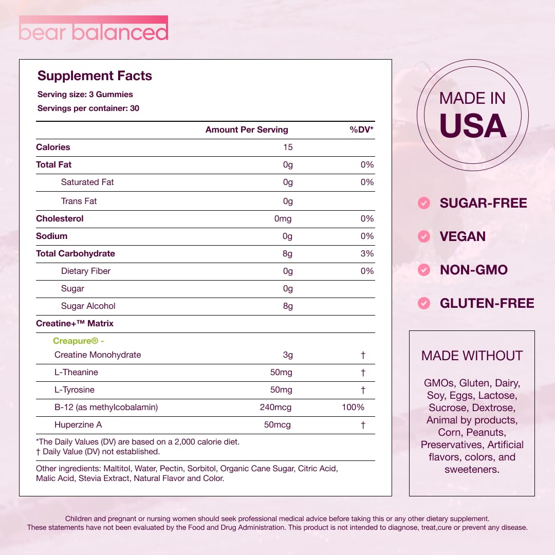Ingredients list featuring Creapure creatine and clean additives.