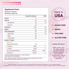 Ingredients list featuring Creapure creatine and clean additives.