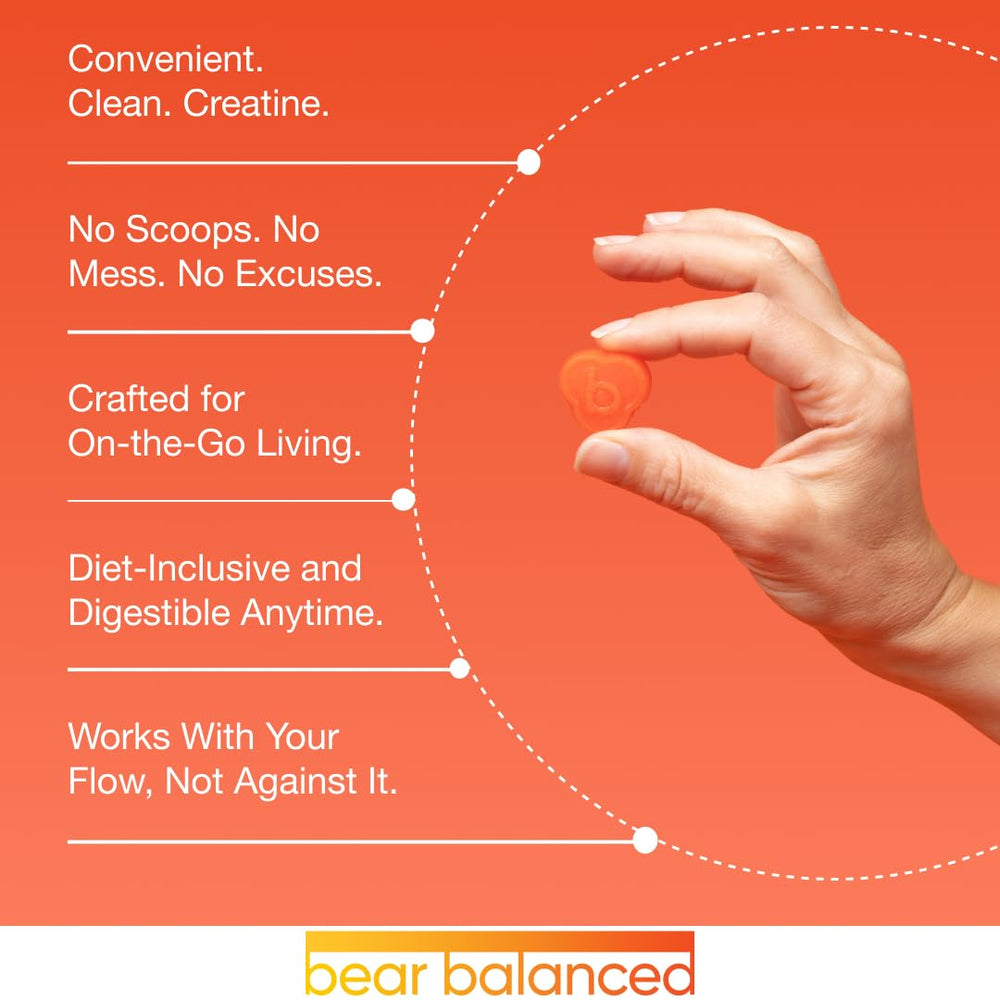 Bear Balanced Creatine Gummies vegan label signals sugar-free, keto-friendly option.