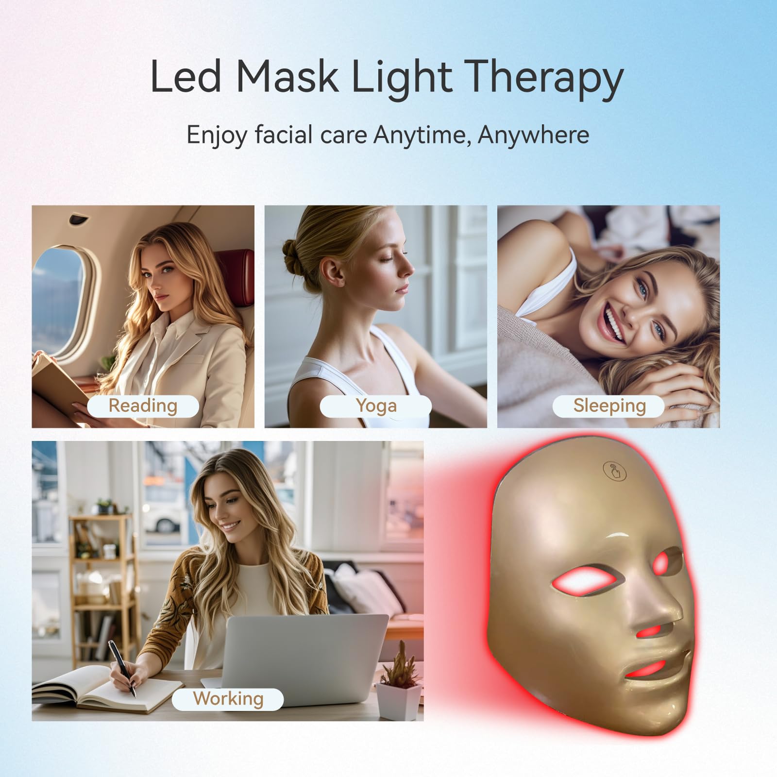 BeaRay LED face mask with one-touch forehead control for ease