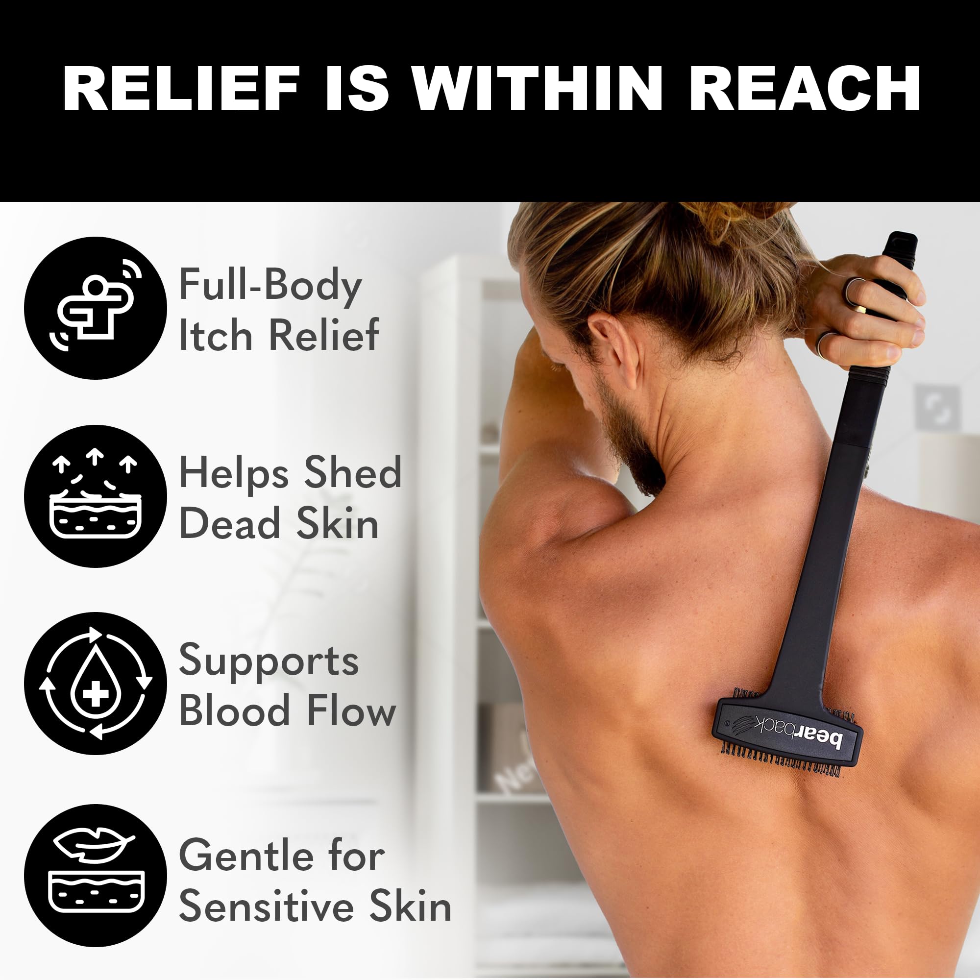 Bearback back scratcher designed to be dishwasher-safe for easy hygiene.
