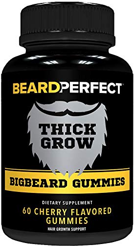 BeardPerfect ThickGrow BigBeard bottle for easy daily beard care with chewable gummies.
