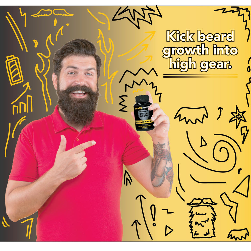BeardPerfect ThickGrow BigBeard morning routine scene suggests simple daily use.