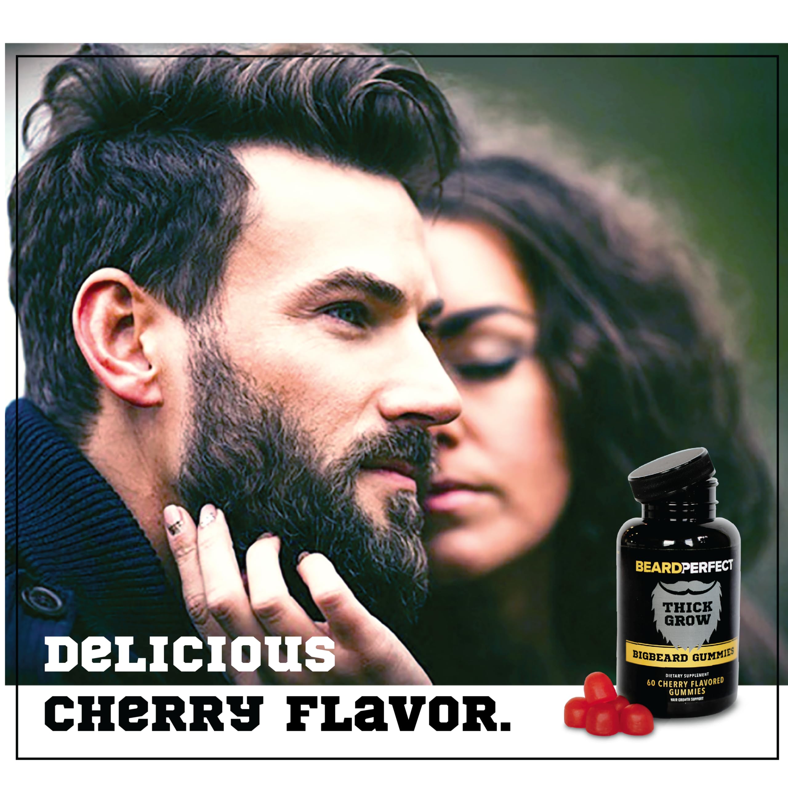 BeardPerfect ThickGrow BigBeard US-made badge emphasizes trusted production standards.