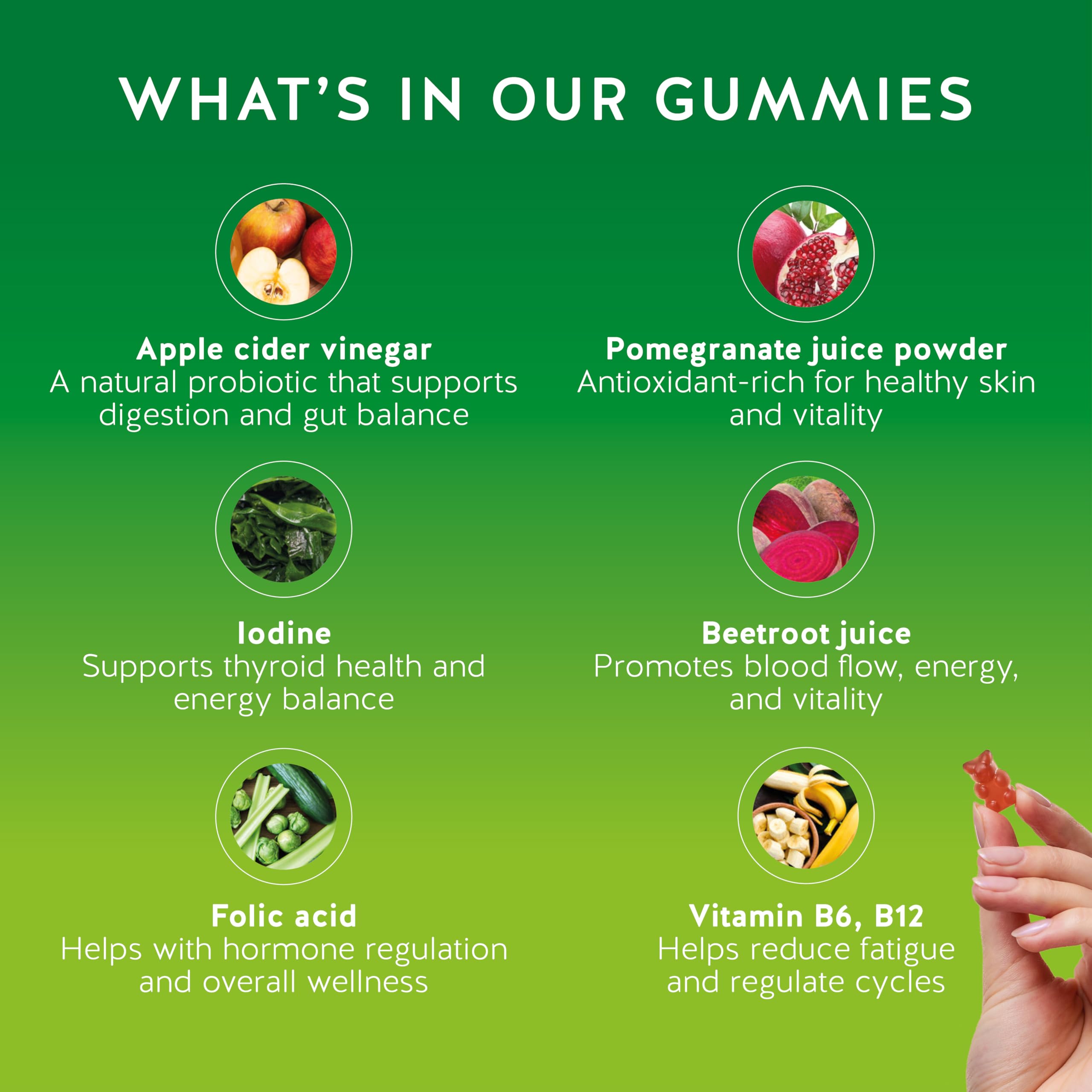 Bears with Benefits ACV gummies packaging highlights gluten-free and non-GMO wellness
