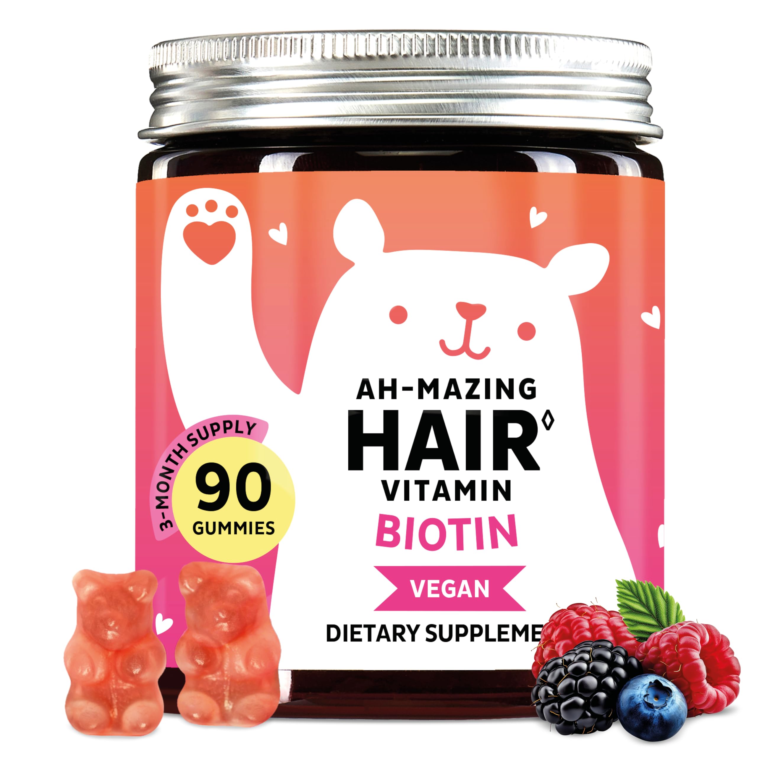Bears with Benefits biotin gummies bottle view for an easy daily beauty routine