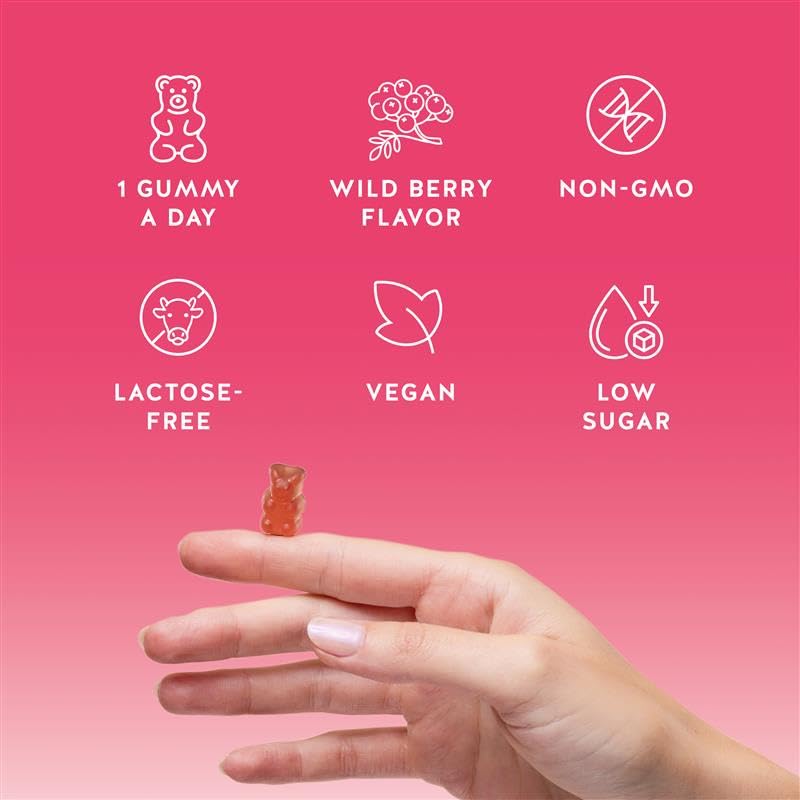 Bears with Benefits Biotin Gummies packaging emphasizing clean ingredients