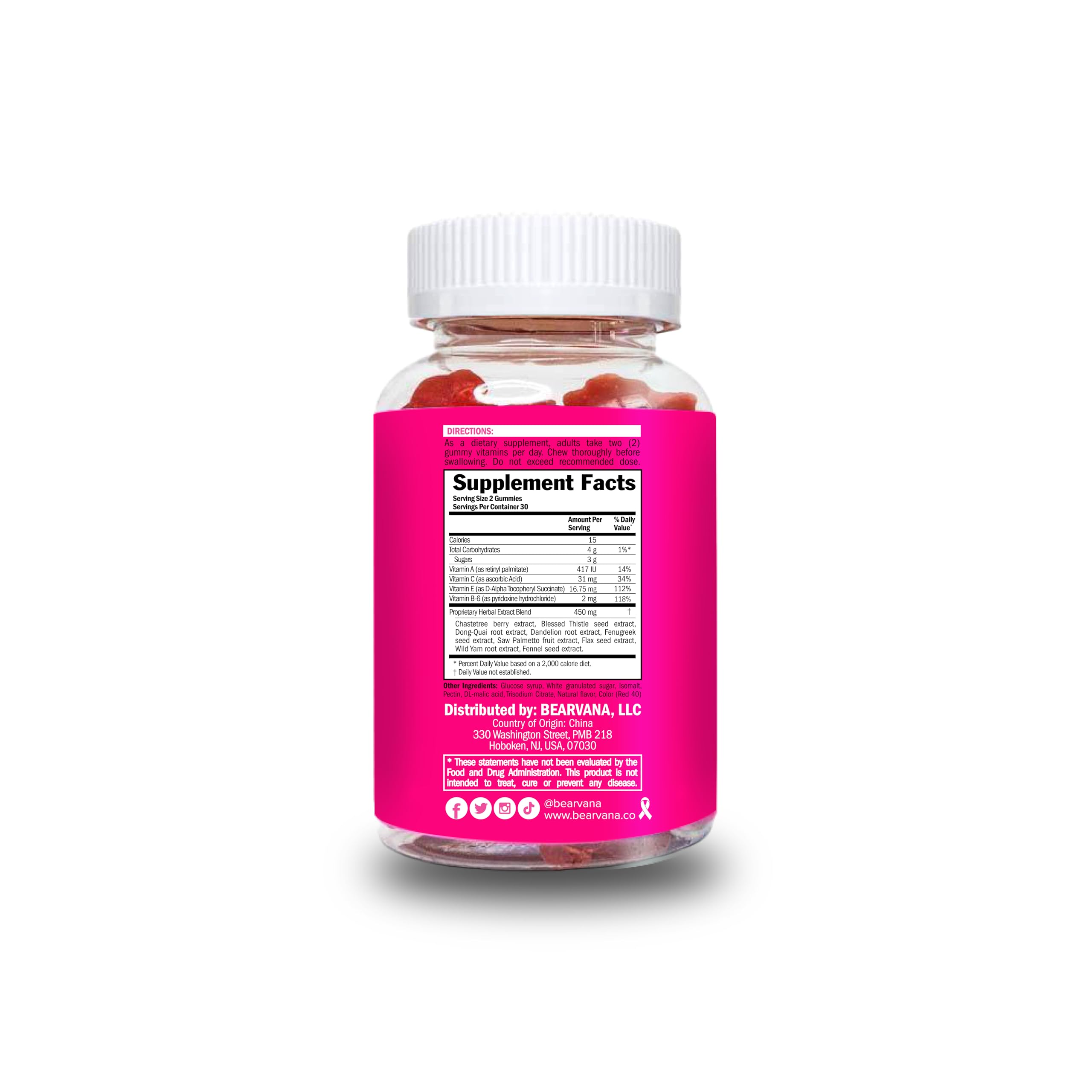 Close-up of BEARVANA berry-flavored gummies for a healthy routine