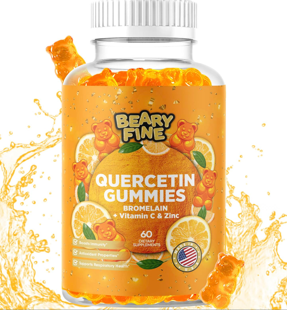 Beary Fine Quercetin Gummies bottle front label for daily immune support