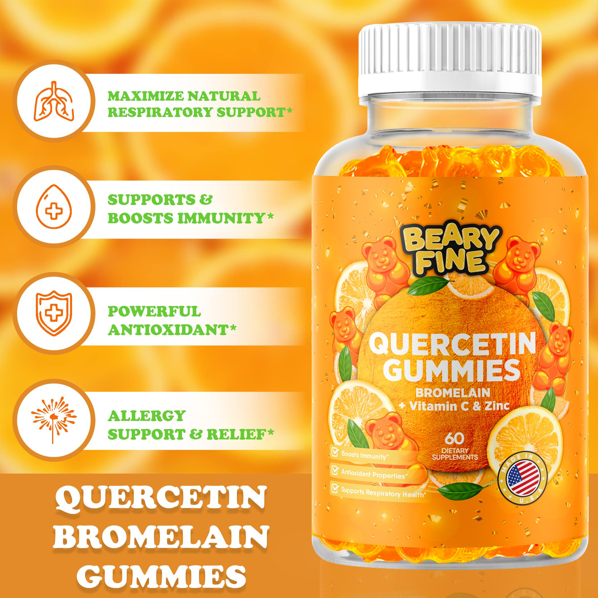 Beary Fine packaging close-up, USA-made quality and GMP certification