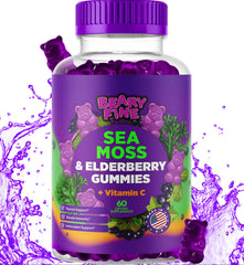 Beary Fine Sea Moss Gummies blueberry bottle showing tasty immune-support snack