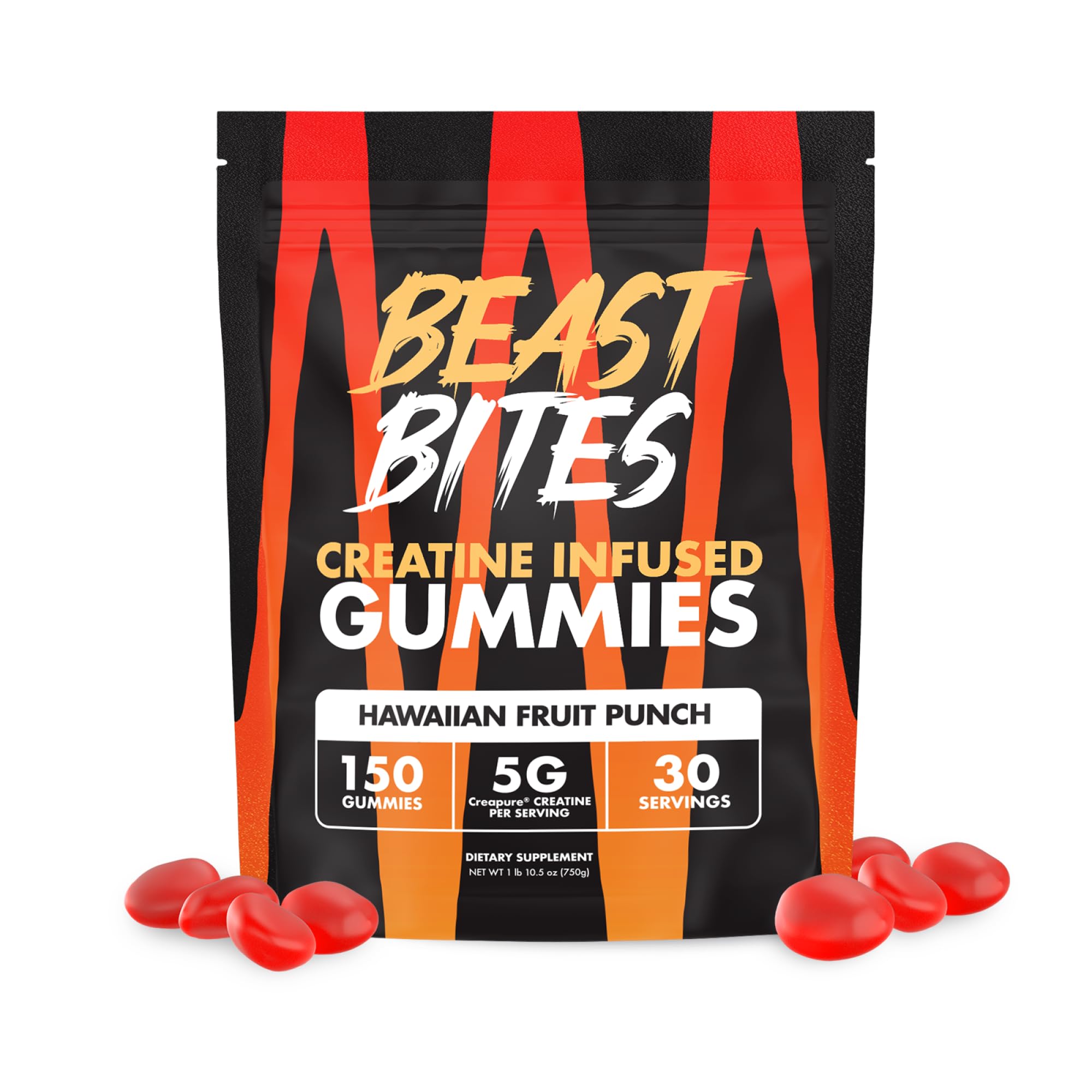 BEAST BITES Creatine Gummies bottle showing lean muscle support and easy dosing.