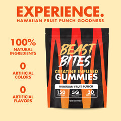 Close-up of BEAST BITES Creatine Gummies texture for chewy daily use.