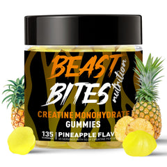 BEAST BITES Nutrition creatine monohydrate gummies bottle for easy daily use.