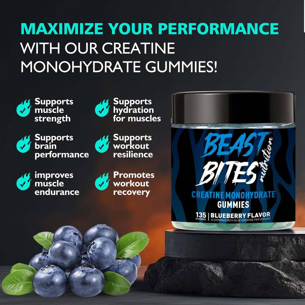 Sugar-free BEAST BITES Creatine Monohydrate Gummies for clean-tasting supplementation