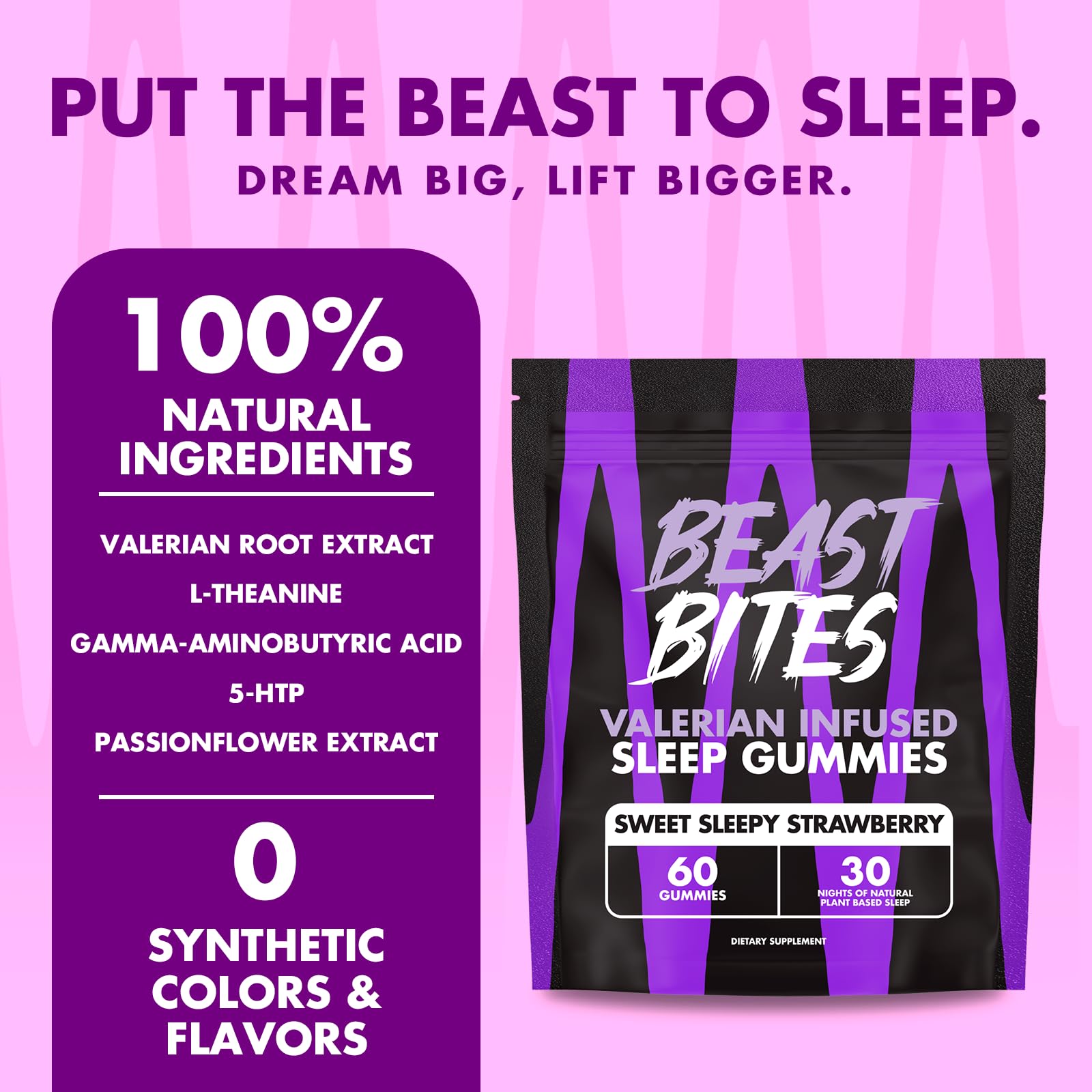 Beast Bites Valerian Sleep Gummies close-up of gummy texture