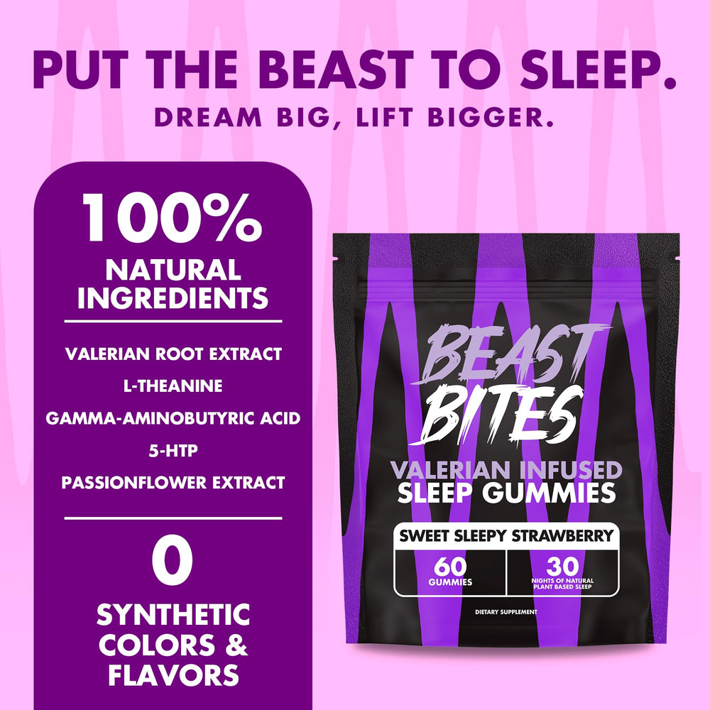 Beast Bites Valerian Sleep Gummies close-up of gummy texture