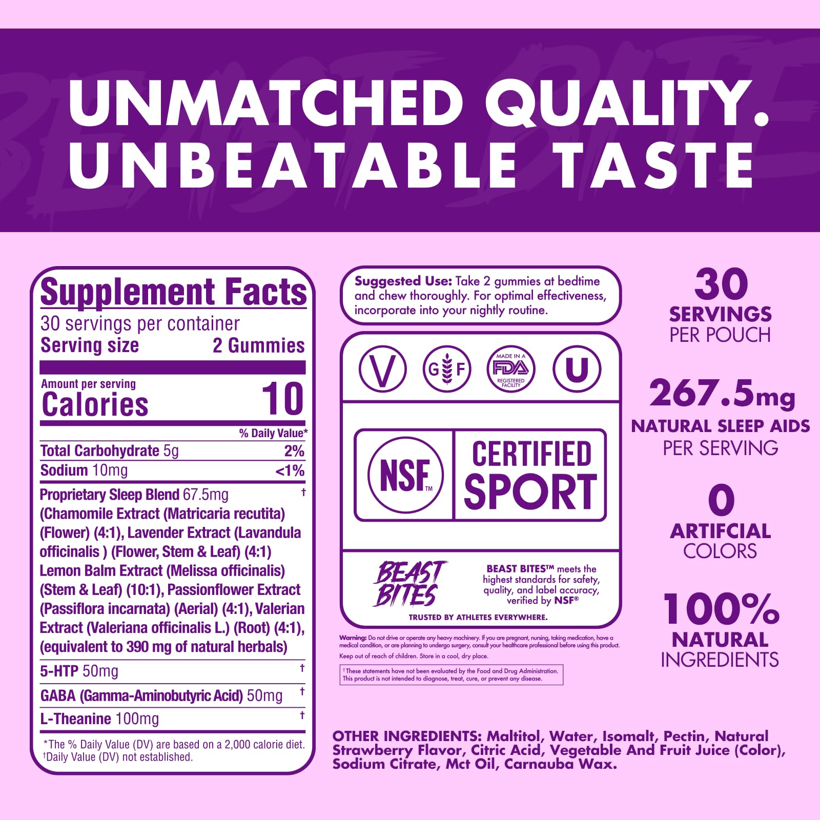 Beast Bites Valerian Sleep Gummies dissolving action before bed