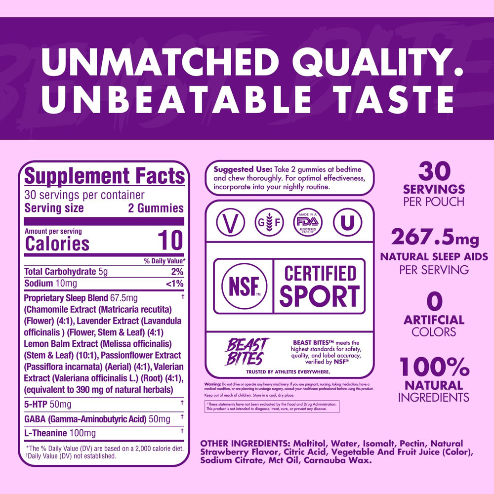 Beast Bites Valerian Sleep Gummies dissolving action before bed