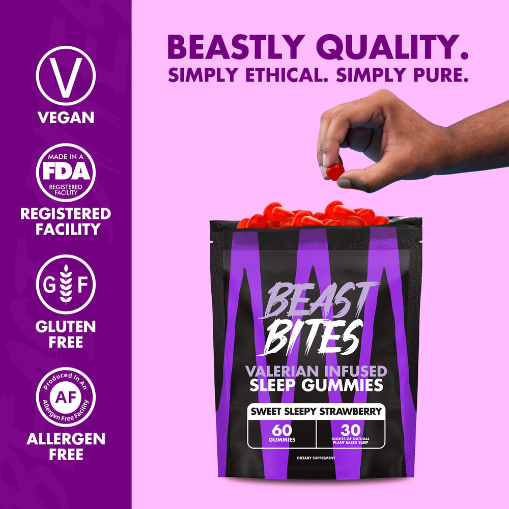 Beast Bites Valerian Sleep Gummies ingredients highlight botanicals