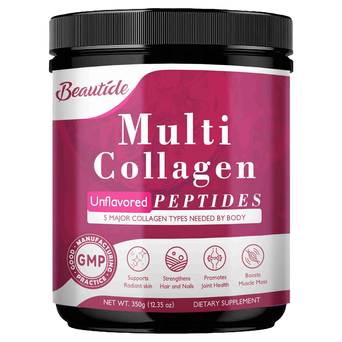BEAUTIDE multi-collagen powder bottle for daily beauty support and skin health.