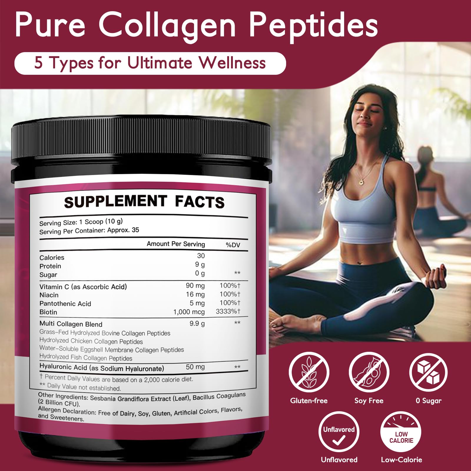 BEAUTIDE unflavored collagen powder scoop for easy portioning and mixing.
