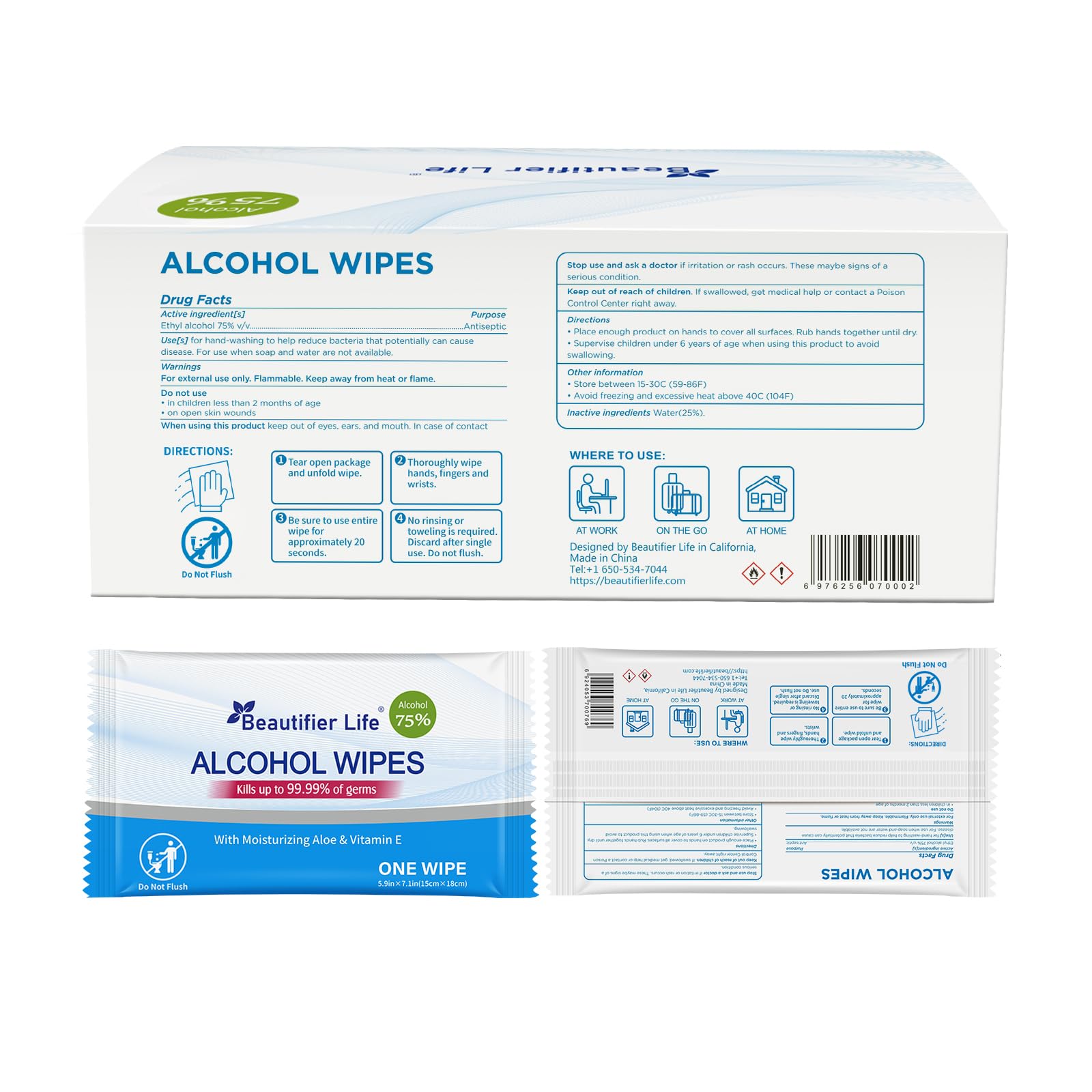 Beautifier Life single-wipe packets for easy, portable sanitizing anytime
