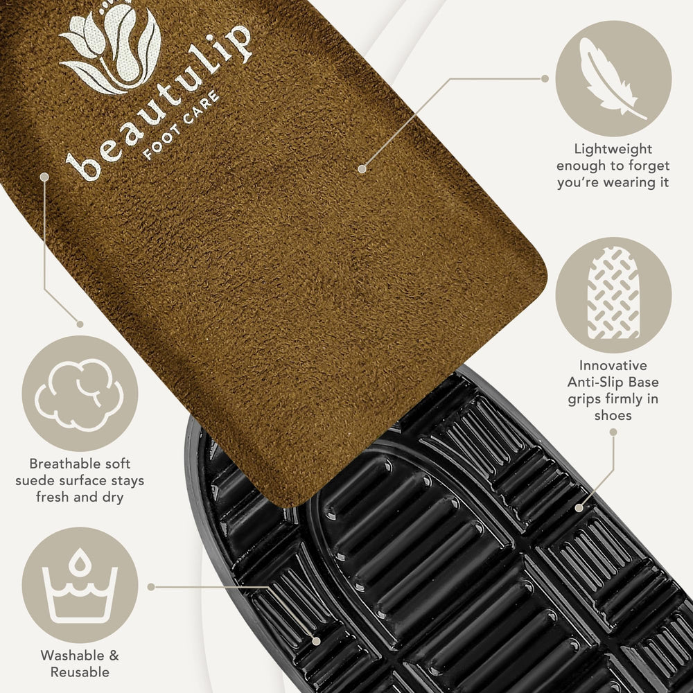 Beautulip heel cups work with sneakers, boots, and loafers for versatile comfort.