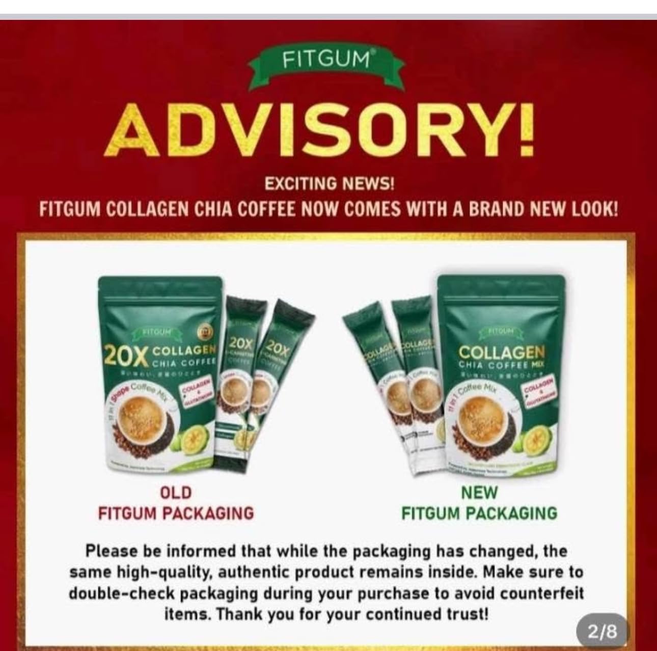 Beauty Milk Fit Gum Collagen Chia Coffee ingredients highlight marine collagen and chia