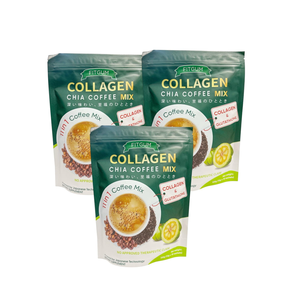 Beauty Milk Fit Gum Collagen Chia Coffee sachet ready to brew for a convenient morning pick-me-up